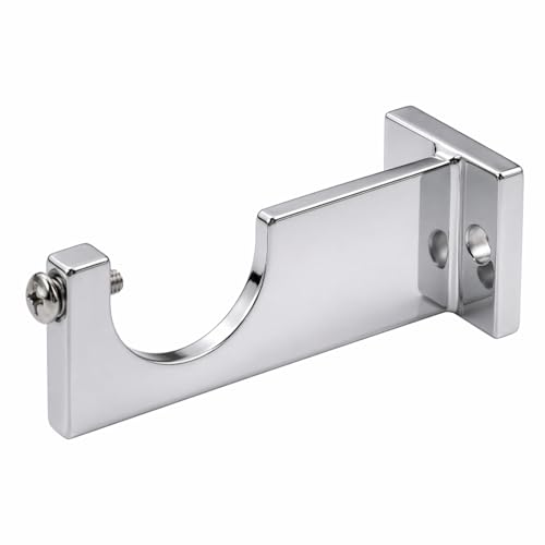 Image of Elite Aluminum Curtain Rod Brackets - Heavy-Duty Wall Mount Clamps for Curtain Rod Support for Door and Window Curtain Rods with Screw and Wall Plug - Pack of 2PCS (Chrome Silver)