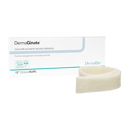 DermaRite's DermaGinate, Calcium Alginate Wound Care Dressing - Sterile, Highly Absorbent, Gels on Moisture Contact - 12 in. Rope, 5 Count