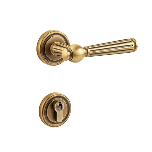 OYUXICWD Indoor Split American-Style All-Copper Door Lock Retro Bedroom Silent Wooden Door Lock Pure Copper Magnetic Door Handle(French Bronze Brushed Magnetic)