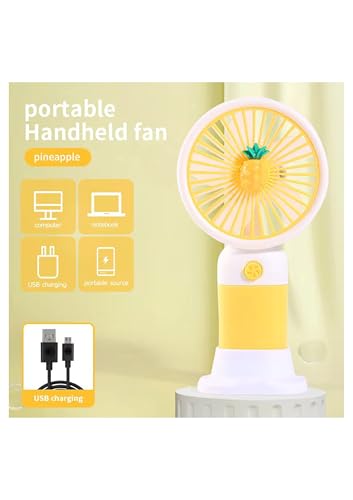 Image of Portable USB Hand Fan with Rechargeable Battery - Mini Personal Cooling Fan with Stand for Home, Office, Travel & Outdoor Use (Multicolor) - any color