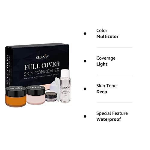 Glossiva Tattoo Cover Up Makeup Waterproof - Tattoo Concealer For Dark Spots, Scars, Vitiligo, And More - 2X30Ml Tattoo Cover-Up Makeup - Use On Body, For Legs, For Men And Women (2X30Ml) #TOP5