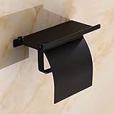 Cantidad: 1 pieza SUS 304 Soporte de papel higi¨¦nico de acero inoxidable con estante de tel¨¦fono m¨®vil Red de ba?o Soporte de papel higi¨¦nico Titular de rollo con cubierta, negro