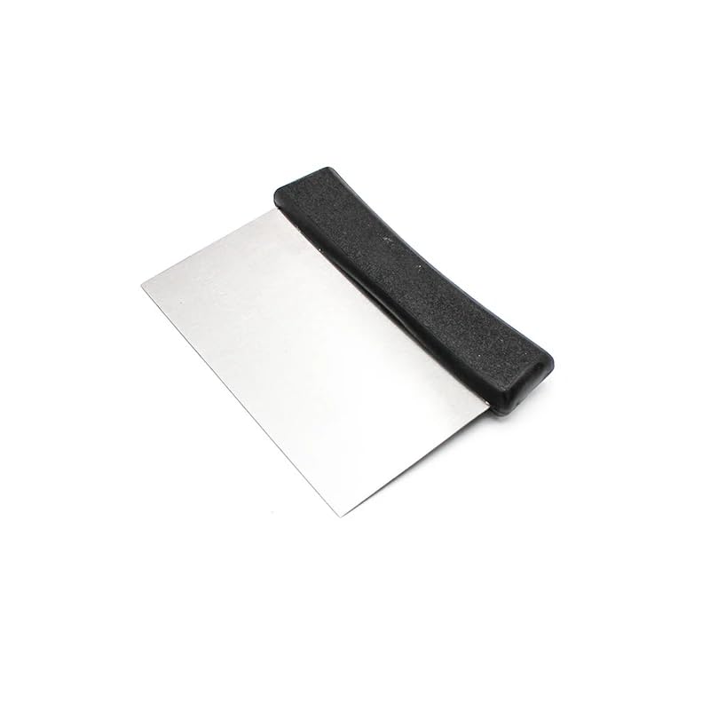 Image of Stainless Steel Bench Scraper 6 Inch Dough Scraper | Dough Cutter Food Scraper Tool Multi-Purpose Kitchen Cooking Pastry Scraper Knife Scale Black Handle