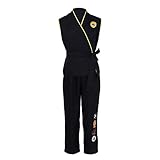 CosplayDiy Karate Costume Martial Arts Black Uniform with headband XL