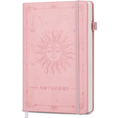 Thboxes Notizbuch A5 Dotted, Hardcover Journal Buch 180 Blatt/360 Seiten Notebook Tagebuch mit 100gsm Dickem Papier Stifthalter Innentasche für Schule Arbeit, 14,5 x 21 cm - Rosa