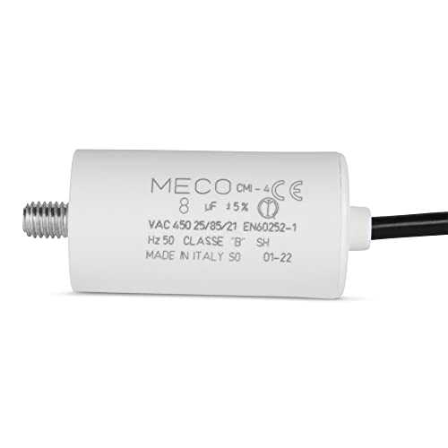 Condensador de motor MECO 8 µF a cable, fijación por tornillo M8 Cover