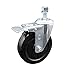 Stainless Steel Hard Rubber Swivel Threaded Stem Caster w/5" x 1.25" Black Wheel and 12MM Metric Stem & Total Locking Brake - 300 lbs Capacity/Caster - Service Caster Brand