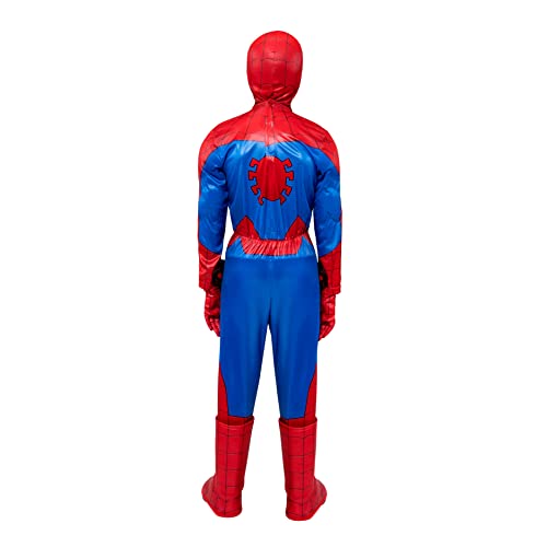 Marvel’s Spider-Man Costume For Kids - Deluxe Muscle Jumpsuit W/Printed Design, Full Fabric Headpiece & Gloves | Size Medium M #TOP3