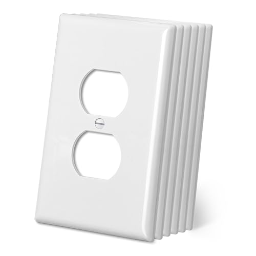 CML Oversized Duplex Outlet Covers 6 Pack Jumbo Electrical Outlet Wall Plate 1-Gang White Switch Plates Dual Receptacle Faceplate Over-Size 3.5 x 5.5 Impact Resistant ETL Listed