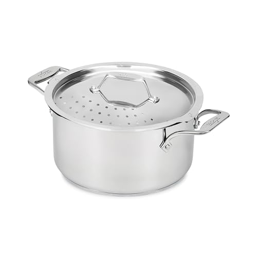 All-Clad Simply Strain Stainless Steel Multipot with Straining Lid, 6-Quart, Induction, Oven Broiler Safe 600F, Strainer, Pasta Strainer with Handle, Steamer Pot, Cookware, Home, Pots and Pans, Silver by All-Clad - Used condition - CA$106.43