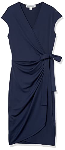 Image of Amazon Essentials Women's Classic Cap Sleeve Wrap Dress with V Neck (Available in Plus Size)
