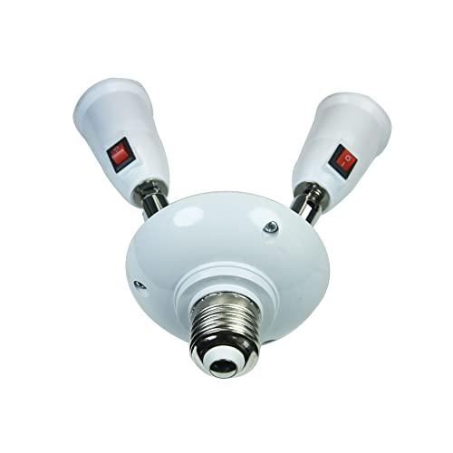 Ycsssd E26/E27 Splitter Socket Adapter, 2 In 1 Standard Led Bulbs Splitter Extender Outlet, 360 Degrees Adjustable 180 Degree Bendable With Independent Switch Control Light Bulb Socket Splitter. #TOP3