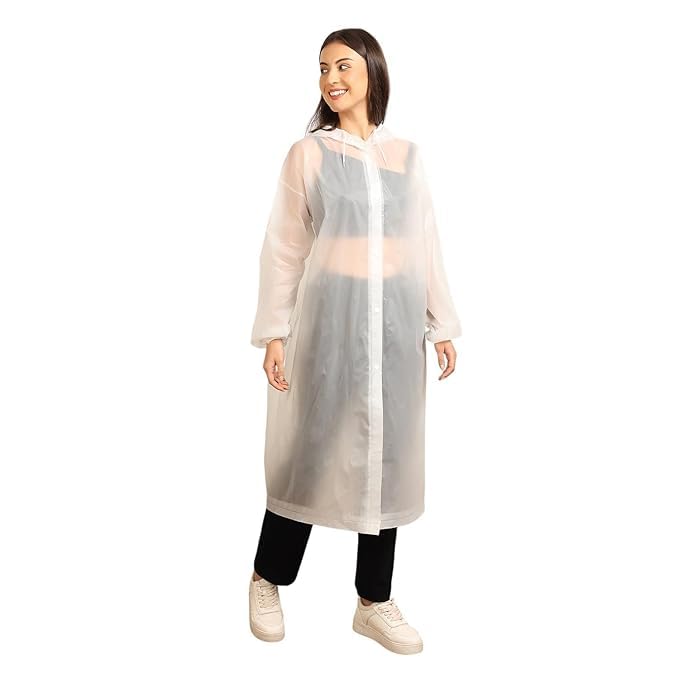 Waterproof EVA Raincoat for Men & Women | Full Length Hooded Reusable Raincoat | Lightweight Monsoon Rain Wear | Foldable Outdoor Travel Rain Protection Coat | Unisex Free Size-Multicolor-image-44
