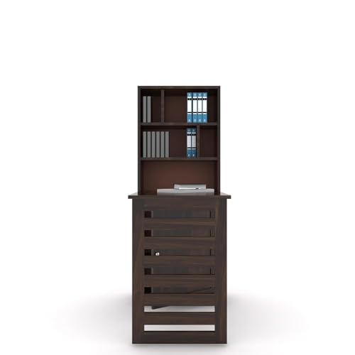 Image of SUNCOM Sheesham Wood Study Desk with Bookself & Storage Cabinet - Wooden Study Table with Cupboard - Study Table for Students Wooden (Walnut Finish)