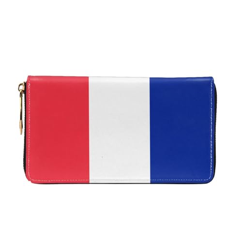 Leather Women Wallets, Long Credit Card Holder, French flag Print Billfold Clutch & Travel Purse Large Capacity2