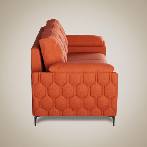 Image of Centuary Sleepables Modena Premium Sofa|Classy Quilted Suede Fabric Upholstery|Fiber-Filled Back Cushion|Wide Plush Fibrefilled Armrests|Ergonomic Lumbar Support |Walnut Brown|3 Years Warranty