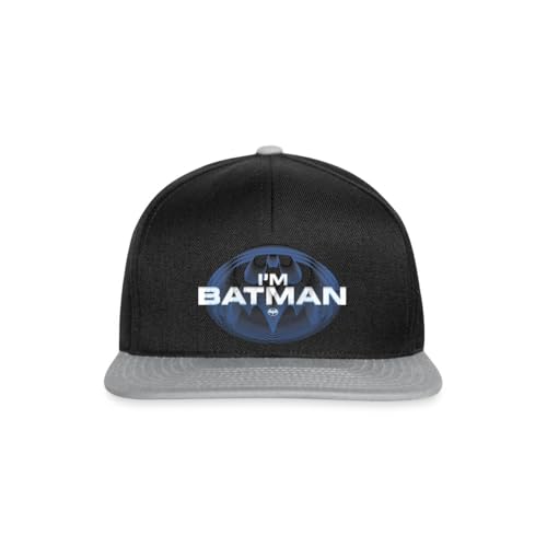 Spreadshirt The Flash I'm Batman Blue Logo Snapback Cap, One Size, Black/Grey