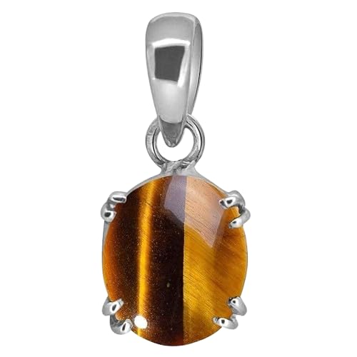 Oeil de Tigre non chauffé pendentif certifié GGTL en argent Ashtadhatu