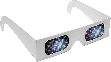 Rainbow Symphony Diffraction Grating Glasses, Linear, 13,500 Line/Inch, Double Axis, Made in USA, Package of 100