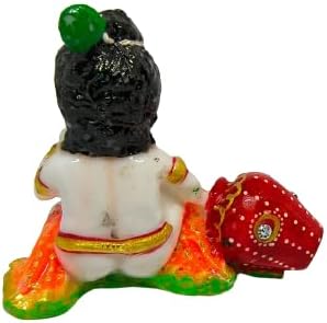 Miniatura 4 de Figura decorativa con acabado de mármol Krishna Makhan Chor Laddu Gopal Murti, estatua de ídolo para el hogar, templo Poojan, uso en oficina, templo