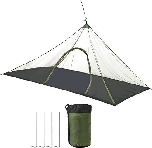 QUOTRE Camping Moskitonetz mit Reißverschluss, 220 x 120 x 100 cm Leicht Mückennetz Outdoor Zelte Kompakt Moskitonetz Reise für Picknick Wanderungen und Garten, Grün