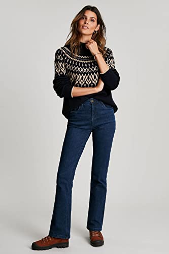 Joules Women's Elvie Fairisle Crew Neck Sweater, Us12, French Navy #TOP3