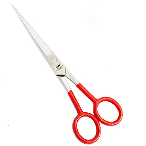 YNR Hairdressing Scissor for Professional Hairdressers Stainless Steel Salon Barber Cutting Hair Scissors with Leather Pouch for Men, Women and Children (Single Scissor) (Red)