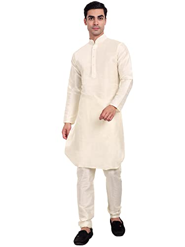 SKAVIJ Men's Indian Traditional Dupion Silk Kurta Pajama Nehru Jacket (Waistcoat) Set4