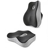 Memory Foam Sitzkissen und Lendenwirbelstützkissen Set zur Schmerzlinderung, atmungsaktives Design für Bürostuhl und Autositz, lindert Ischias und Rückenbeschwerden