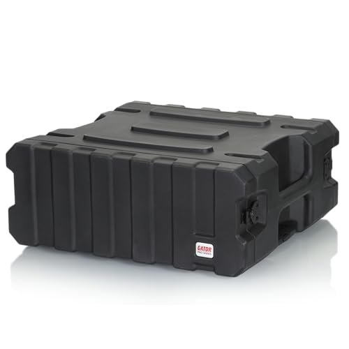 Gator Cases Pro Series 4U Rolling Rack Case with 19" Depth, Tow Handle & Recessed Wheels, Roto Molded Made in USA (G-PROR-4U-19)