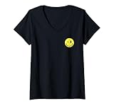Photo Gallery donna minimalista 80s winking happy smile smile face pocket logo maglietta con collo a v Photo Gallery donna minimalista 80s winking happy smile smile face pocket logo maglietta con collo a v