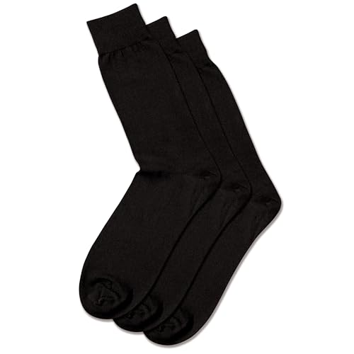 Charles Tyrwhitt Cotton Socks for Men - 3 Pack of Luxury Black Cotton Rich Dress Socks with Seamless Toe & Reinforced Heel - For Work, Business & Formal Wear