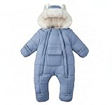 AiWMGL Baby Girls Boys Snowsuit 18-24 Months Infant Winter Clothes Bear Outfit Suit Hooded Jumpsuit Romper Fleece Coat Jacket Outwear Blue