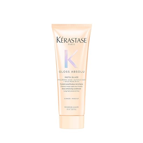 Kérastase, Gloss Absolu, Balsamo per Capelli Crespi, Con Acido Glicolico, Acido Ialuronico e Olio di Rosa Canina, Fondant Insta Glaze, Formato Mini, 75 ml
