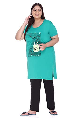 Image of In Love Women's Plus Size Graphic Printed Cotton Night Suit Set Short Sleeve