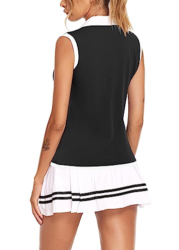 Image of COOrun Women's Golf Polo T Shirts Lightweight Moisture Wicking Sleeveless Shirt Quick Dry Zipper Tank Top