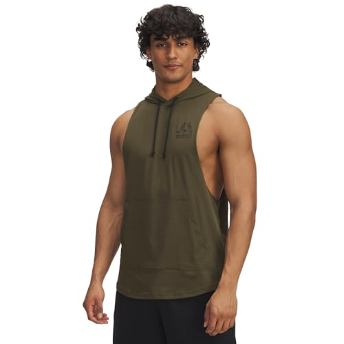 Under Armour Men's Project Rock Payoff Sleeveless Hoodie, (308) Expedition Green / / Black, Large