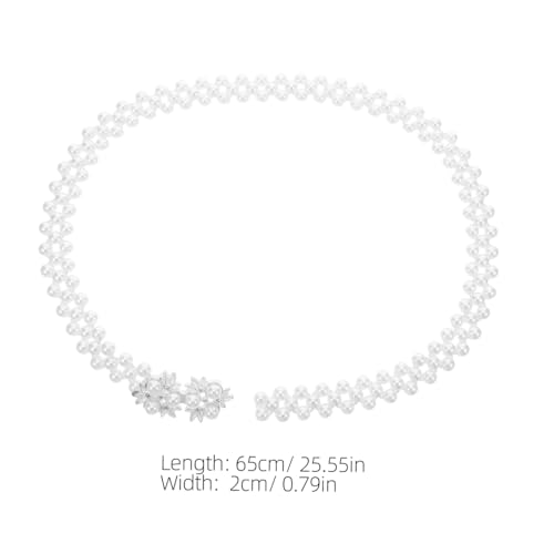 Pearl Waist Belt: White Beaded Rhinestone Sash for Wedding Bridesmaid Dress Gowns - Women Elastic Interlocking Buckle Bridal Waist Chain4