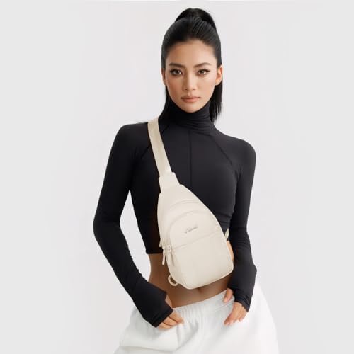 LOVEVOOK Sling Bag for Women, Puffer Crossbody Bags for Women, Small Sling Backpack, Travel Hiking Chest Bag Daypack2