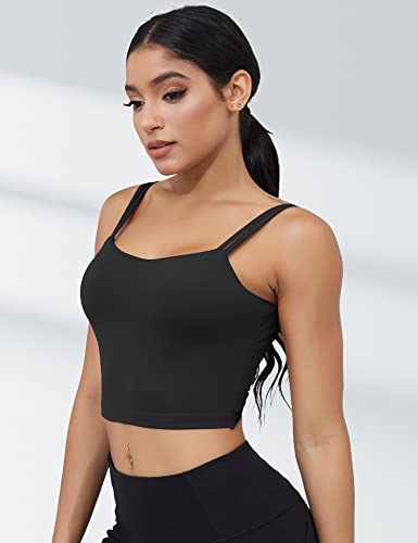 Image of LUYAA Womens Workout Sports Bras Backless Padded Yoga Tank Tops Crop Twist Low Back Cami Bra for Gym
