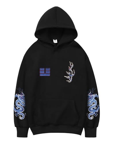 Amazon.com: Niepce Inc Streetwear Men's Blue Dragon Embroidered