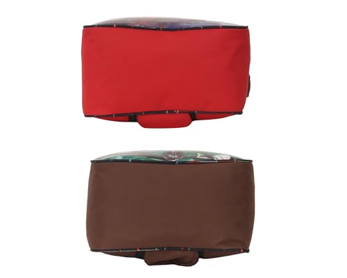 Image of STRONG LIFE Combo Polyester Tiffin School Office Picnic Work Lunch Bag for Kids with Bottle Holder Pack of 2 (Red+Brown)