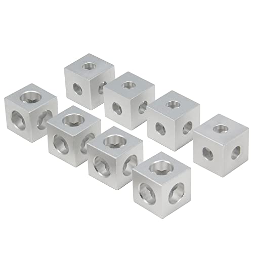 Yeebyee 2020 Aluminium-Würfel-Eckwinkel mit M5x14mm Schrauben für 6mm Schlitz 2020 Serie Aluminium-Strangpressprofil (Silber-Würfel-Ecke)