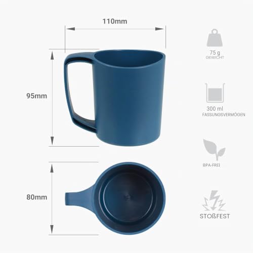 Lifeventure Ellipse wiederverwendbar 4-Teiliges Geschirr Set: Messer/Gabel/Löffel, Teller, Schüssel, Becher für Camping, Reisen & Outdoor – Ansicht 6