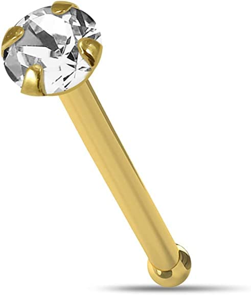 Gadgetsden 18k Gold Nose Pin Bone Stud Round Cubic Zirconia CZ Piercing 22G for Women (B0BFQRDH3J) Amazon Price History, Amazon Price Tracker