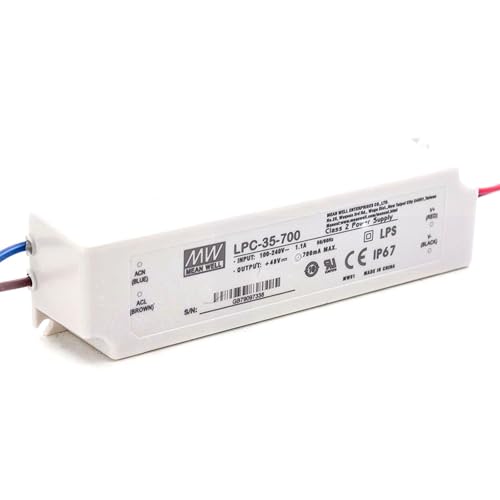 Image of LPC-35-700 35W LED Driver - 9-48V 700mA Constant Current, Durable Plastic Enclosure, IP67 Rated for Harsh Outdoor Conditions, Ideal for Commercial and Architectural Lighting
