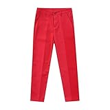 Boys Suit Pants Formal Ceremony Party Clothes Teen Boys Back to School Uniform Trousers Flat Front Wrinkle-Free Pants Red