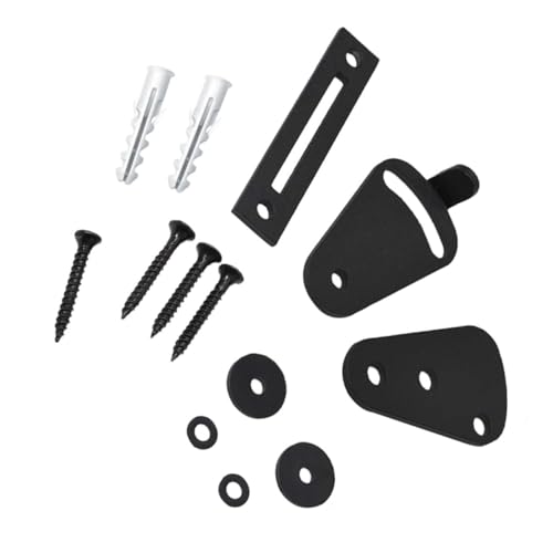 TEHAUX Cerradura Puerta Corrediza Granero de Acero Carbón Negro Mate, Pestillo Enrollable para Privacidad Interior, Accesorios Muebles, Set 13 Piezas, Uso en Dormitorio y Baño