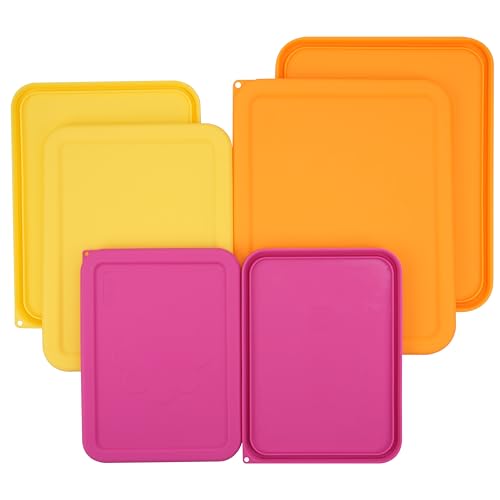 VIOTIIN 3 Cup 6 Cup 11 Cup Rectangle Silicone Storage Cover Lids Replacement for Pyrex 7210-PC, 7211-PC, 7212-PC Glass Bowls, (Container not Included) 6 Pack, Microwave, Dishwasher and Freezer Safe