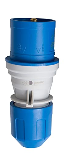 as - Schwabe - CEE Stecker mit POWERLIGHT Spannungsanzeige - 230 V, 16 A, 3-polig - Outdoorstecker - IP44 fremdkörper- und spritzwassergeschützt - zur Verwendung im Außenbereich geeignet - blau, 61486
